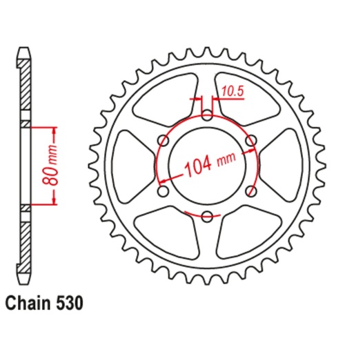 Sprocket Rear Conv Steel 530-42T