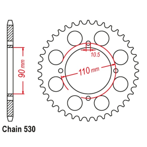 Sprocket Rear Steel 530-37T