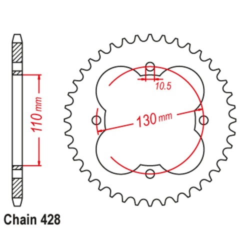 Sprocket Rear Steel 428-50T