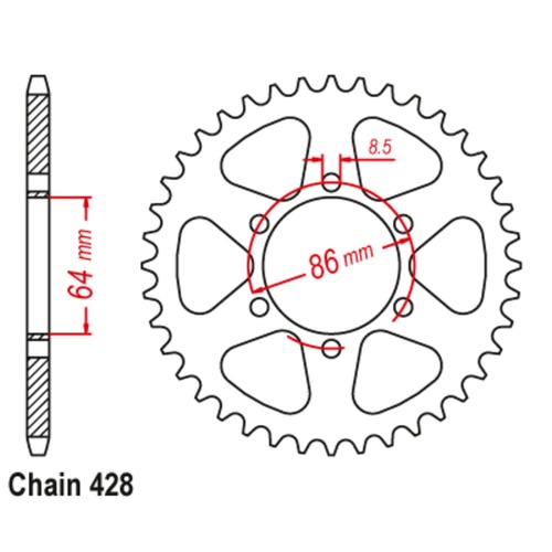 Sprocket Rear Steel 428-50T