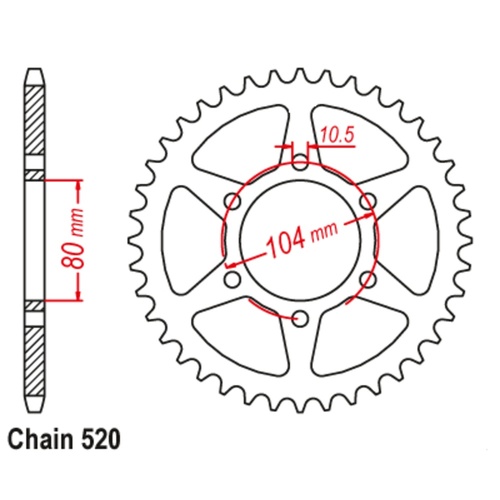 Sprocket Rear Conv Steel 520-38T