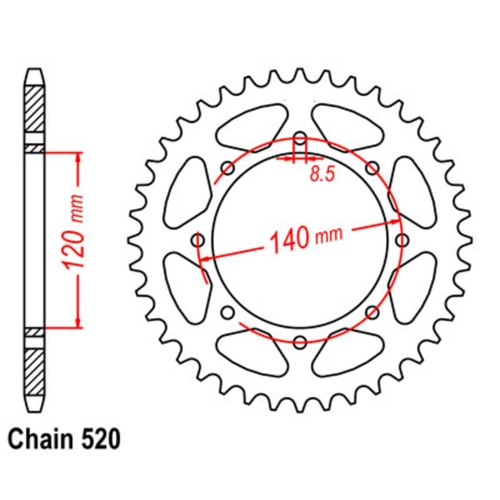 Sprocket Rear Steel 520-45T