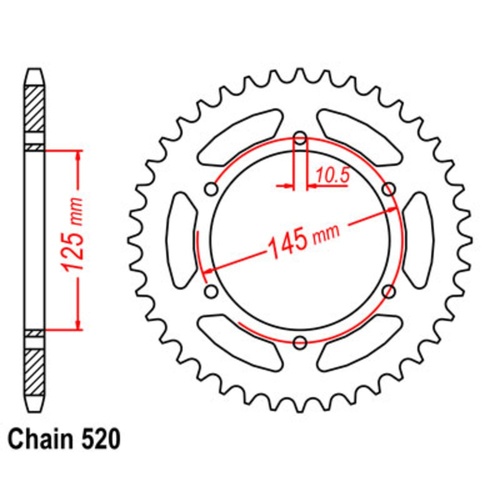 Sprocket Rear Steel 520-45T