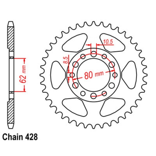 Sprocket Rear Steel 428-40T