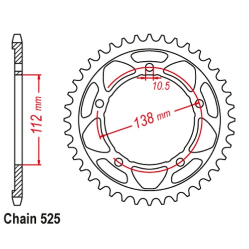 Sprocket Rear Steel 525-43T