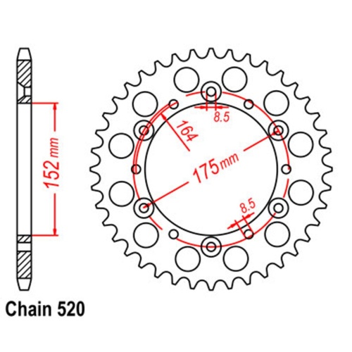 Sprocket Rear Steel 520-44T