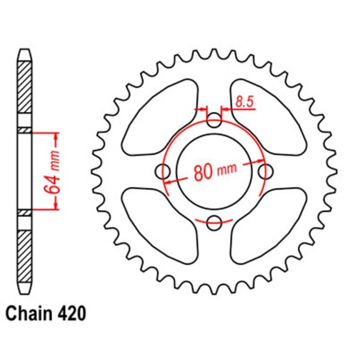 Sprocket Rear Steel 420-45T