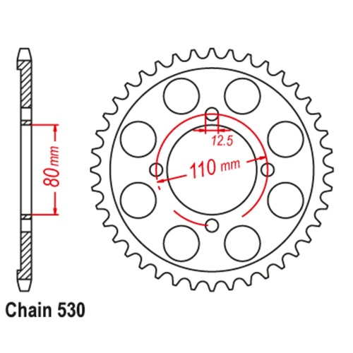 Sprocket Rear Steel 530-45T