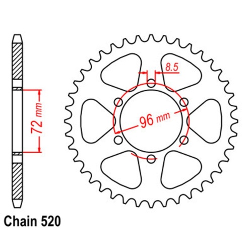 Sprocket Rear Steel 520-43T