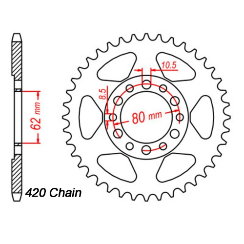 Sprocket Rear Steel 420-45T