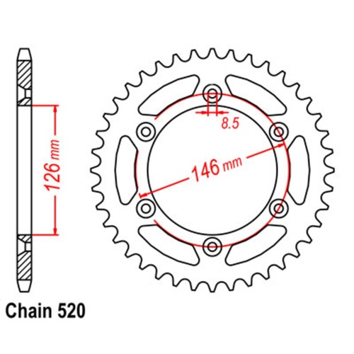 Sprocket Rear Steel 520-41T