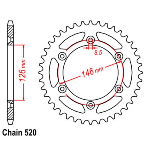 Sprocket Rear Steel 520-42T