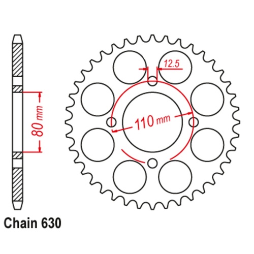 Sprocket Rear Steel 630-43T