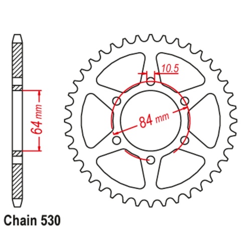 Sprocket Rear Steel 530-45T