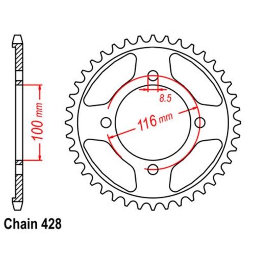 Sprocket Rear Steel 428-51T