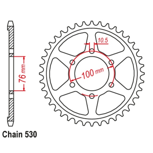 Sprocket Rear Conv Steel 530-42T