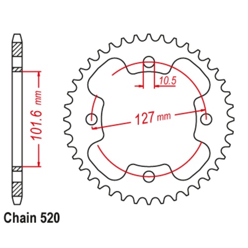 Sprocket Rear Steel 520-38T