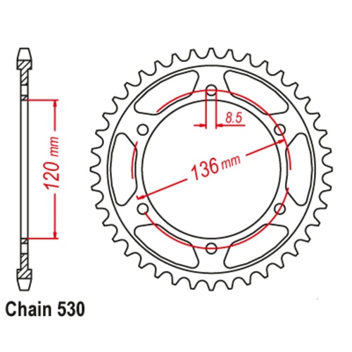 Sprocket Rear Steel 530-38T