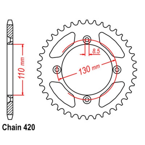 Sprocket Rear Steel 420-48T