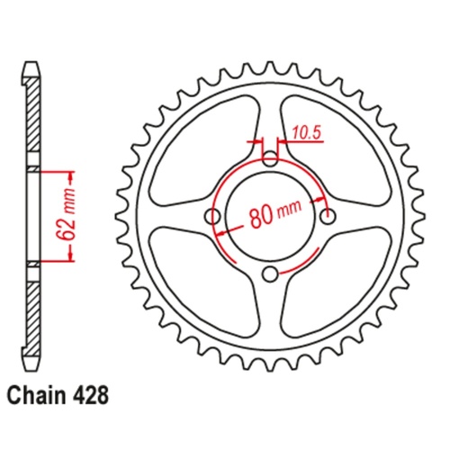 Sprocket Rear Steel 428-54T
