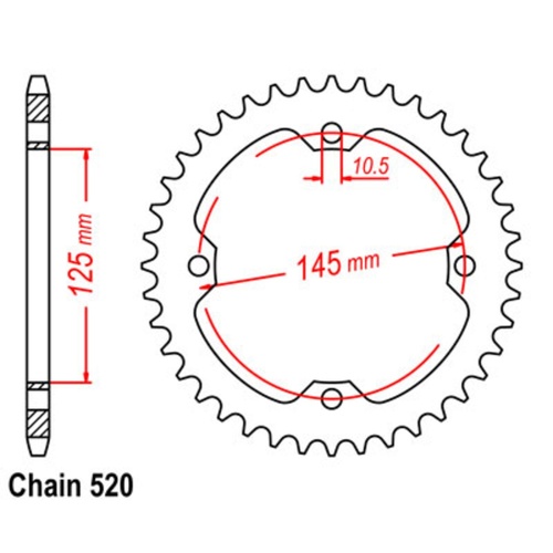 Sprocket Rear Steel 520-38T