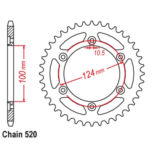 Sprocket Rear Steel 520-42T