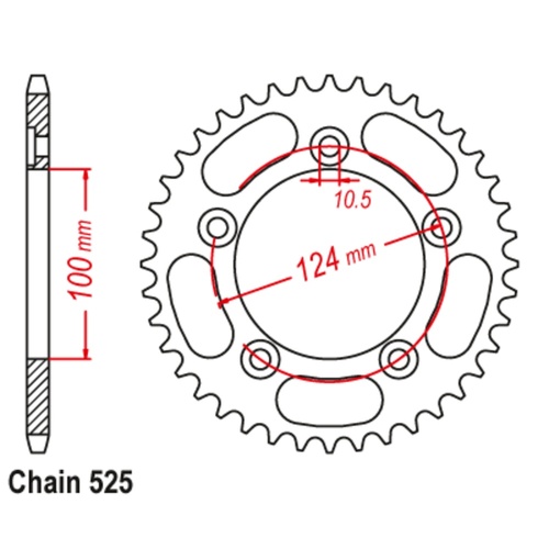 Sprocket Rear Steel 525-39T