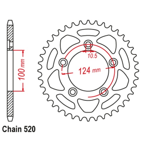 Sprocket Rear Steel 520-39T