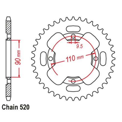 Sprocket Rear Steel 520-38T