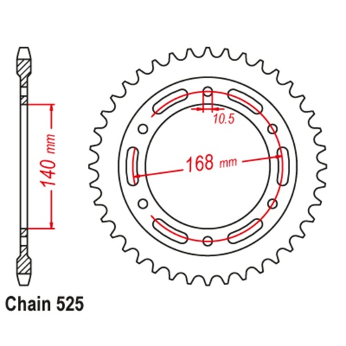 Sprocket Rear Steel 525-47T