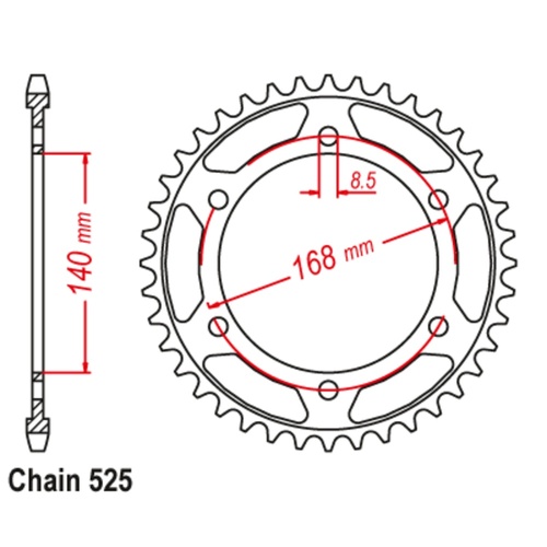 Sprocket Rear Steel 525-47T