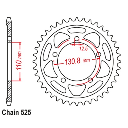 Sprocket Rear Steel 525-45T