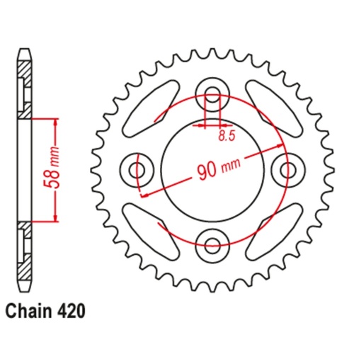 Sprocket Rear Steel 420-34T