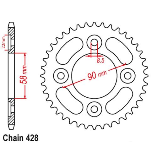 Sprocket Rear Steel 428-37T