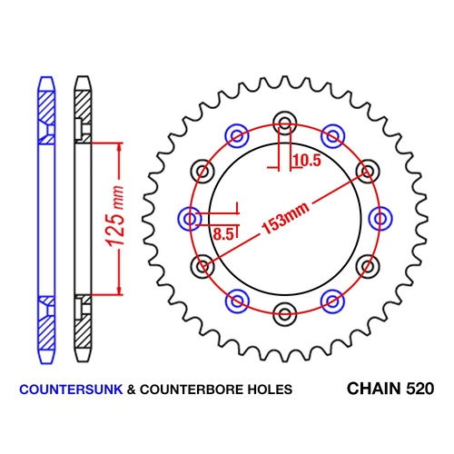 Sprocket Rear Steel 520-41T