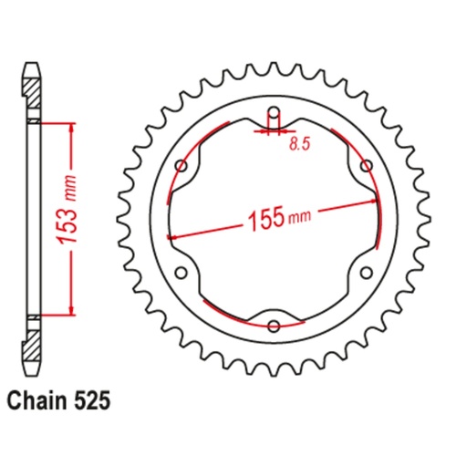 Sprocket Rear Steel 525-40T