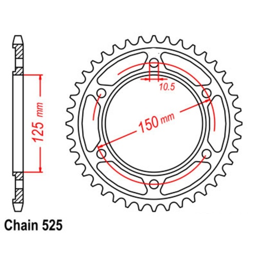 Sprocket Rear Steel 525-44T