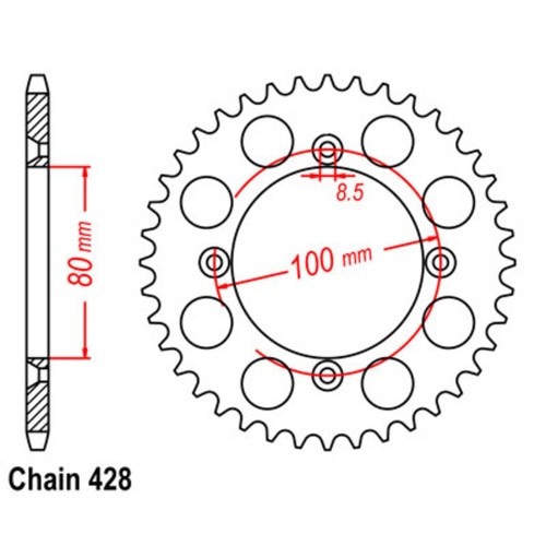 Sprocket Rear Steel 428-50T