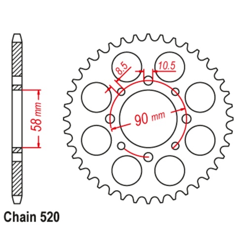 Sprocket Rear Steel 520-43T