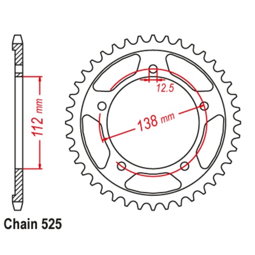 Sprocket Rear Steel 525-43T