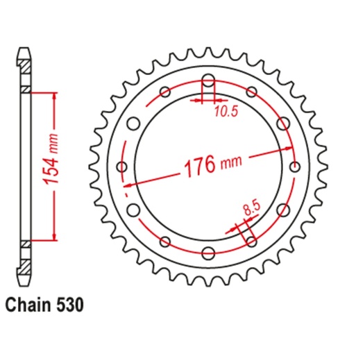 Sprocket Rear Steel 530-43T