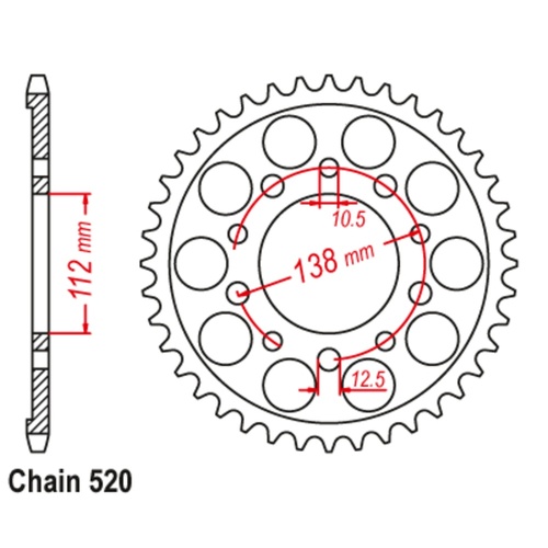 Sprocket Rear Conv Steel 520-43T