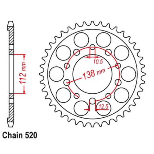 Sprocket Rear Std 43T for 520# Chain