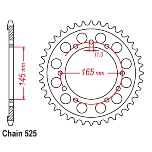 Sprocket Rear Steel 525-45T