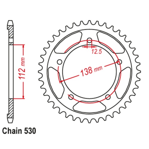 Sprocket Rear Steel 530-44T