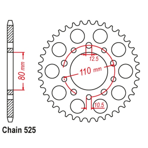 Sprocket Rear Steel 525-40T