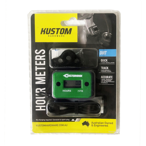 Hour Meter with mounting bracket - Green