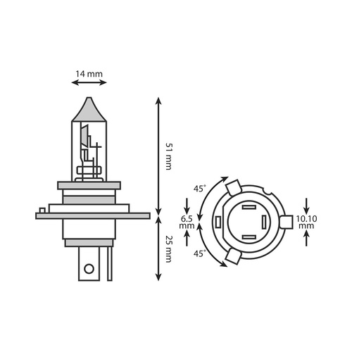 Halogen Bulb - 12V 35/35W HS1 PX43T - Each