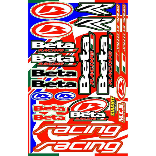 Sticker Sheet - Beta Racing Style - Blue Red White