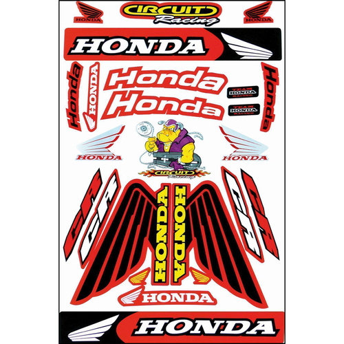 Sticker Sheet - Honda 2005 Style - Red , Black 